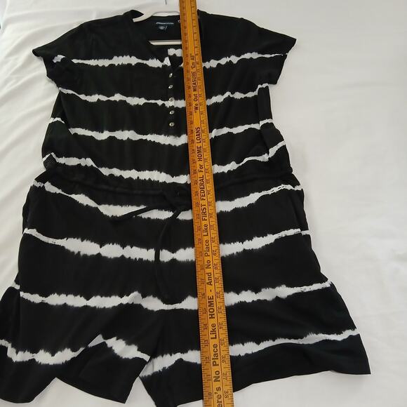 American Living XL black and white striped shorts romper 100% cotton drawstring - Picture 10 of 13